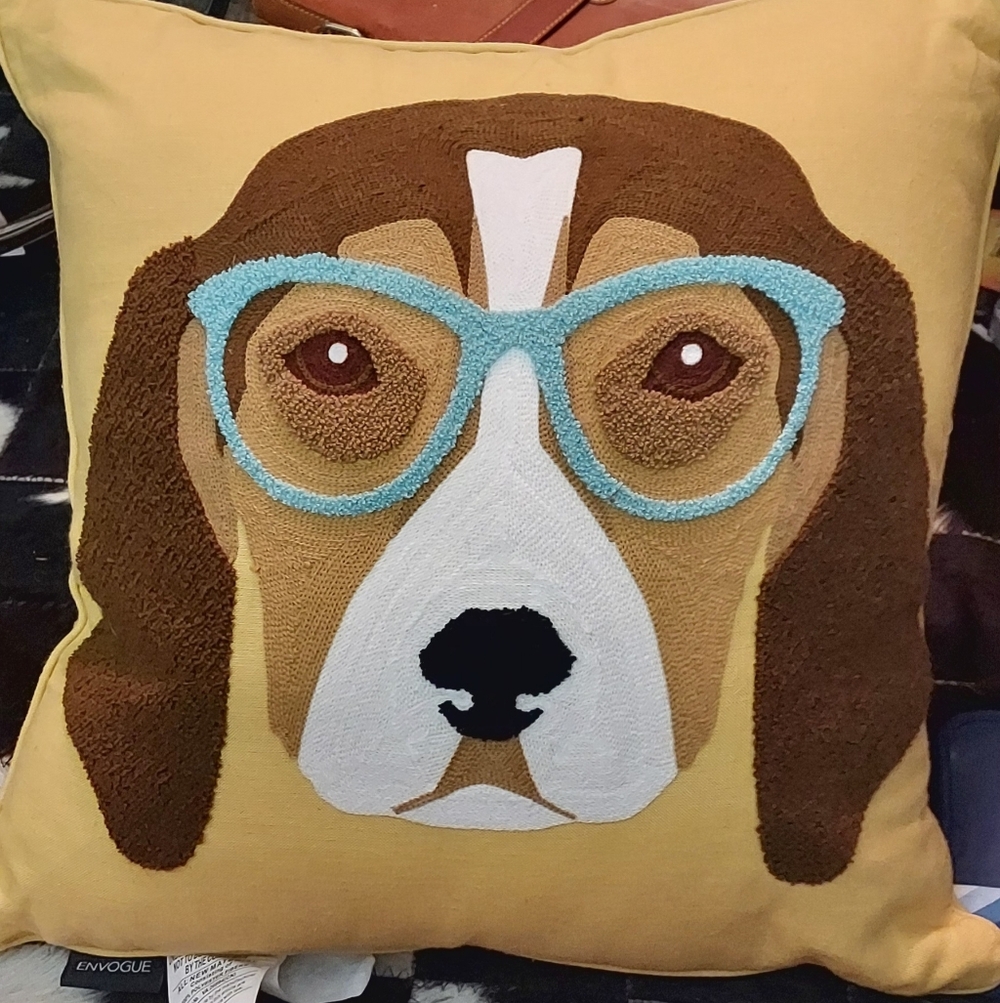Envogue Dog Pillow With Blue Glasses